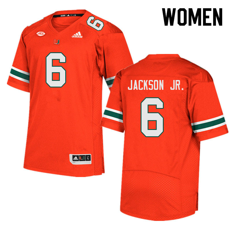 Women #6 Darrell Jackson Jr. Miami Hurricanes College Football Jerseys Sale-Orange - Click Image to Close